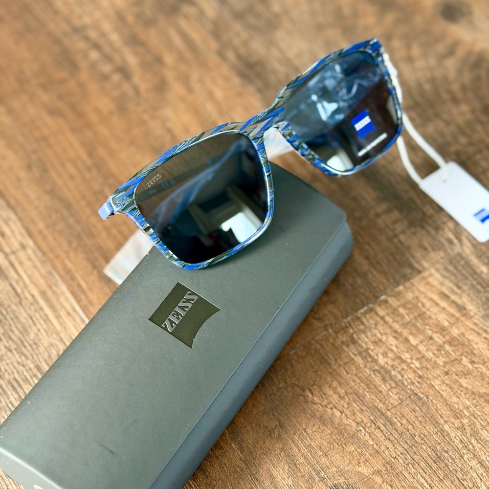 ZEISS Blue Marble Square Sunglasses Gray Lens 100% UV Unisex NWT Coastal